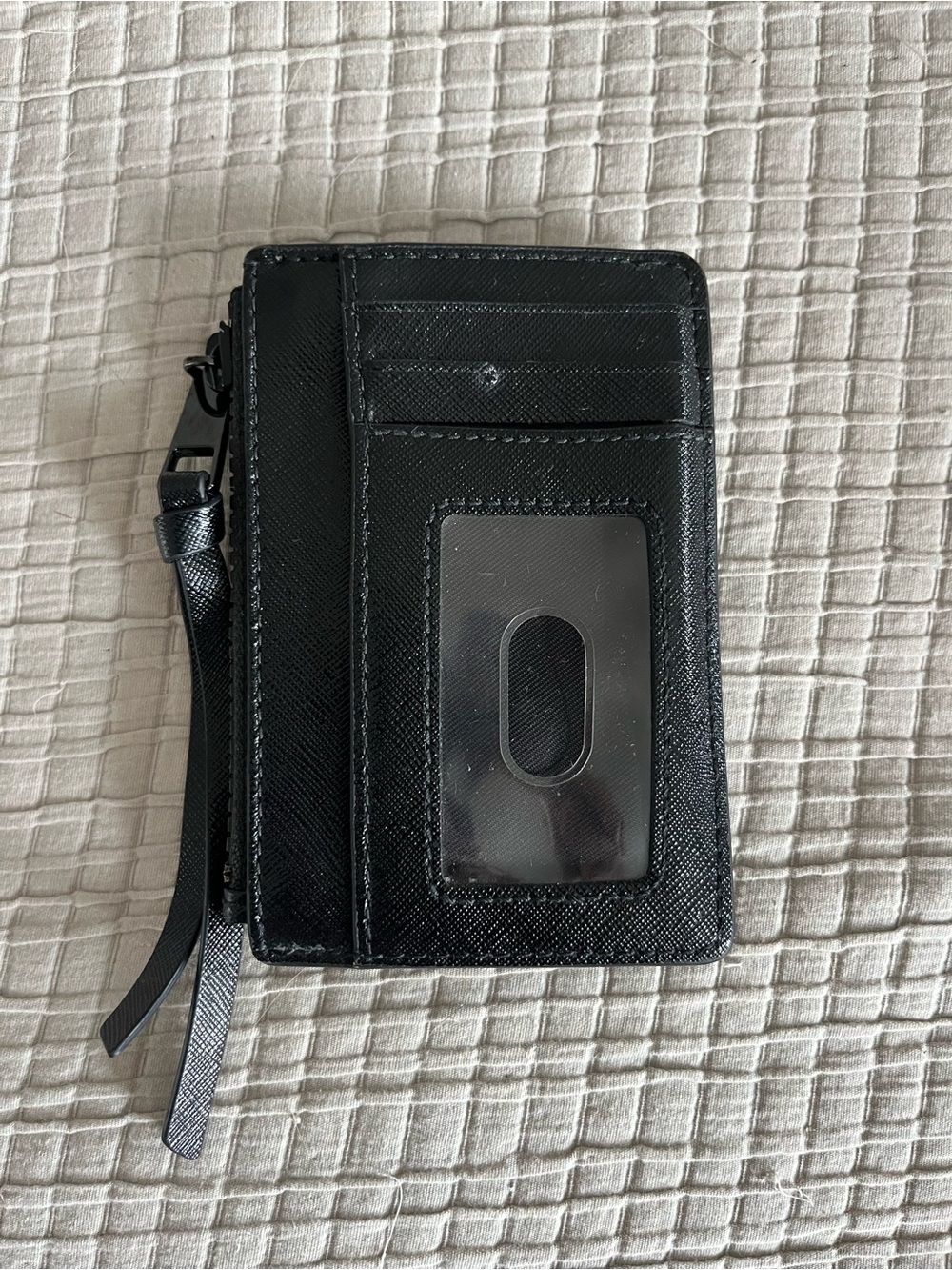 Marc Jacobs Black Saffiano Leather Zip Card Holder Wristlet - Picture 3 of 5